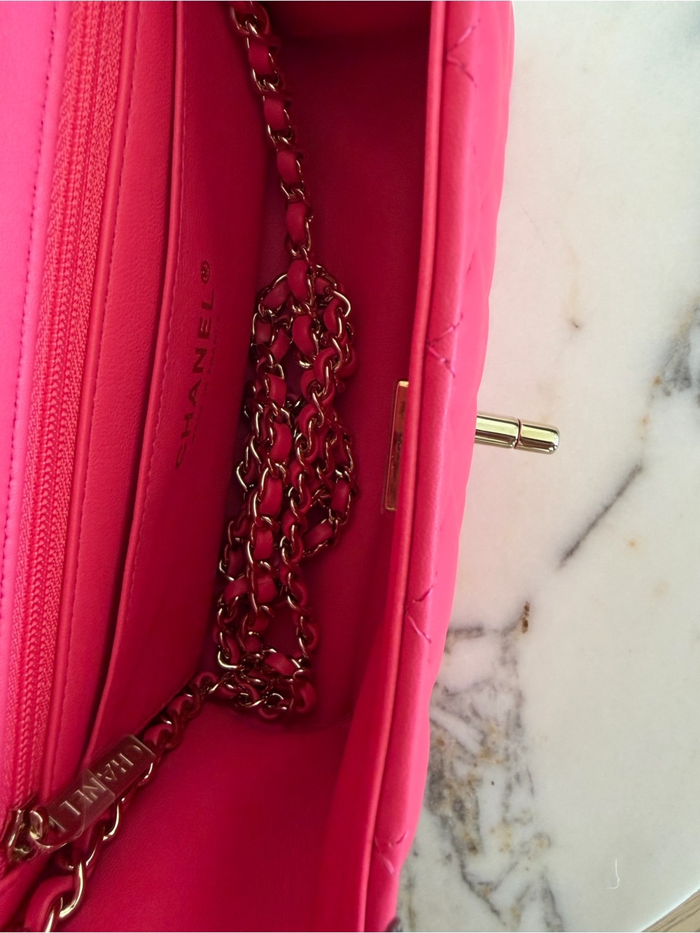 CHANEL Quilted Top-Handle Flap Bag in Fuchsia with Gold Hardware - Picture 8 of 8